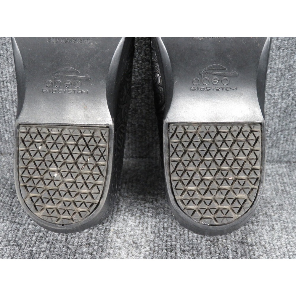 Abeo Flora Clog Black Leather Slip On Women's 8.5N Comfort Professional Textured - Picture 16 of 16